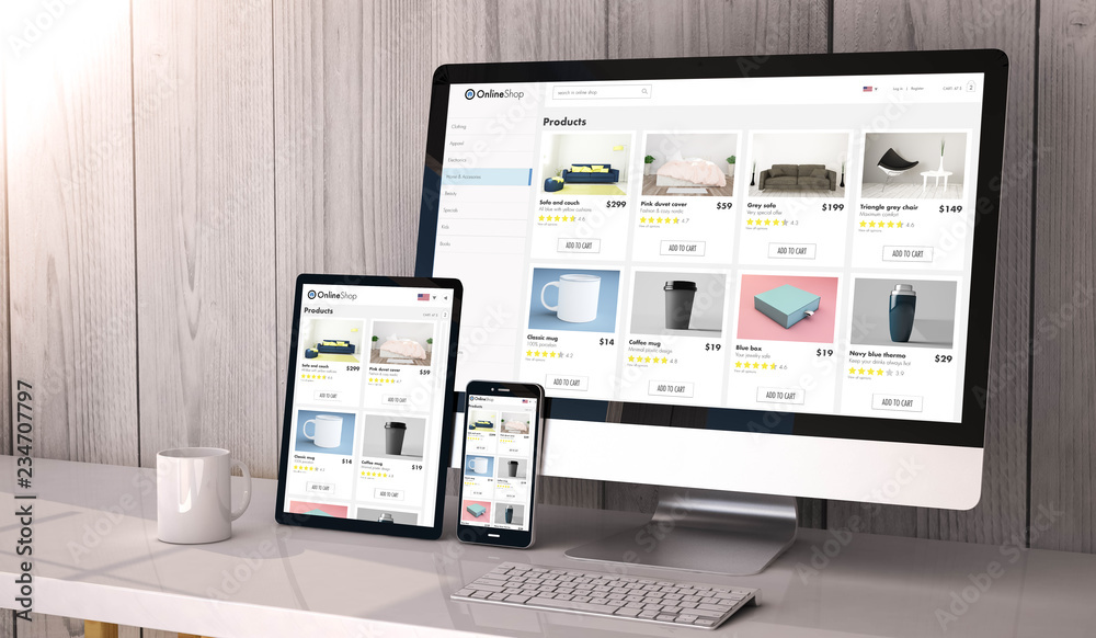 devices responsive on workspace online shop website design can make money