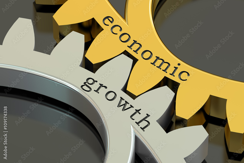Economic Growth concept on the gearwheels, 3D rendering