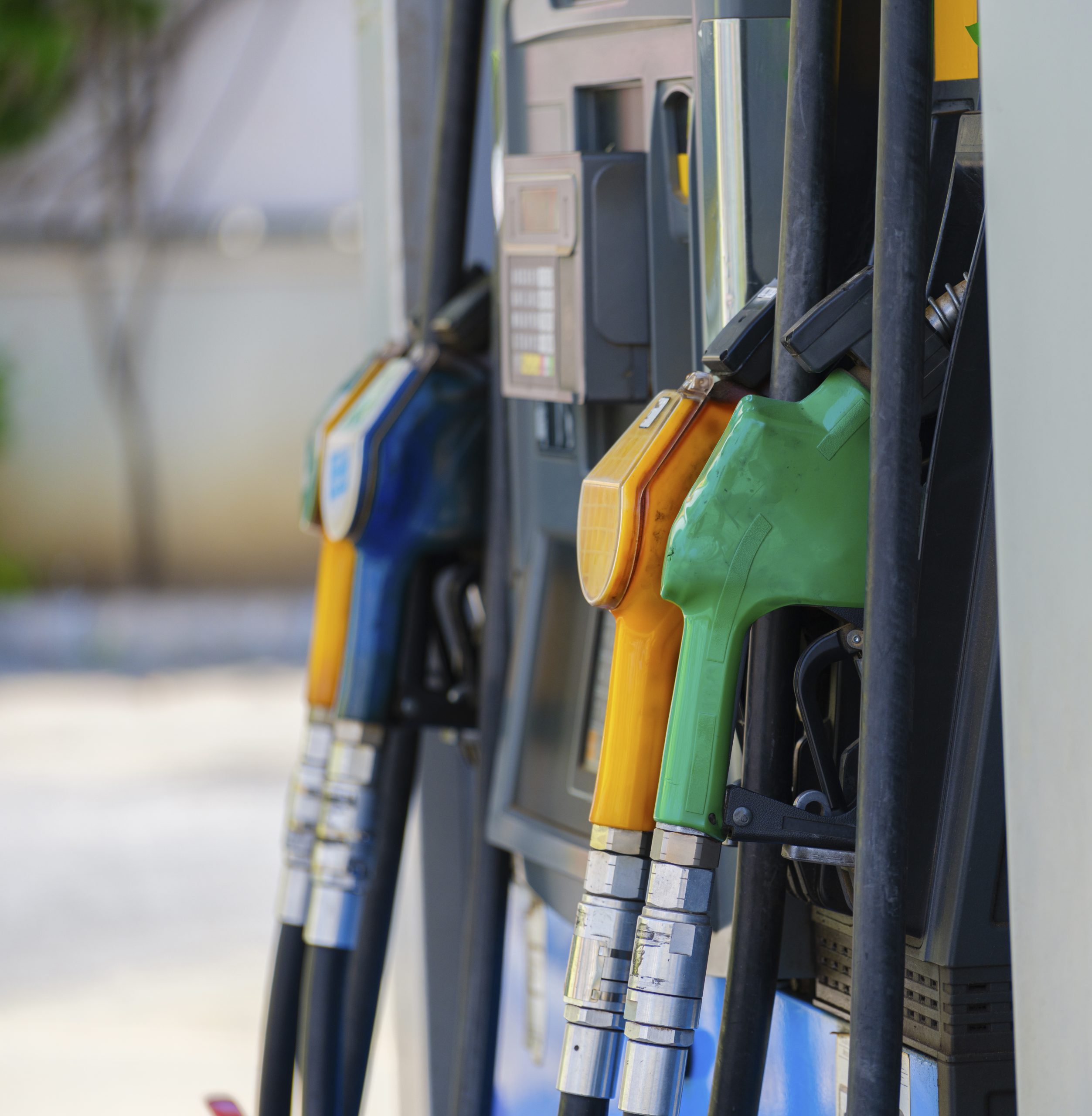 Gasoline pumps in close up photography