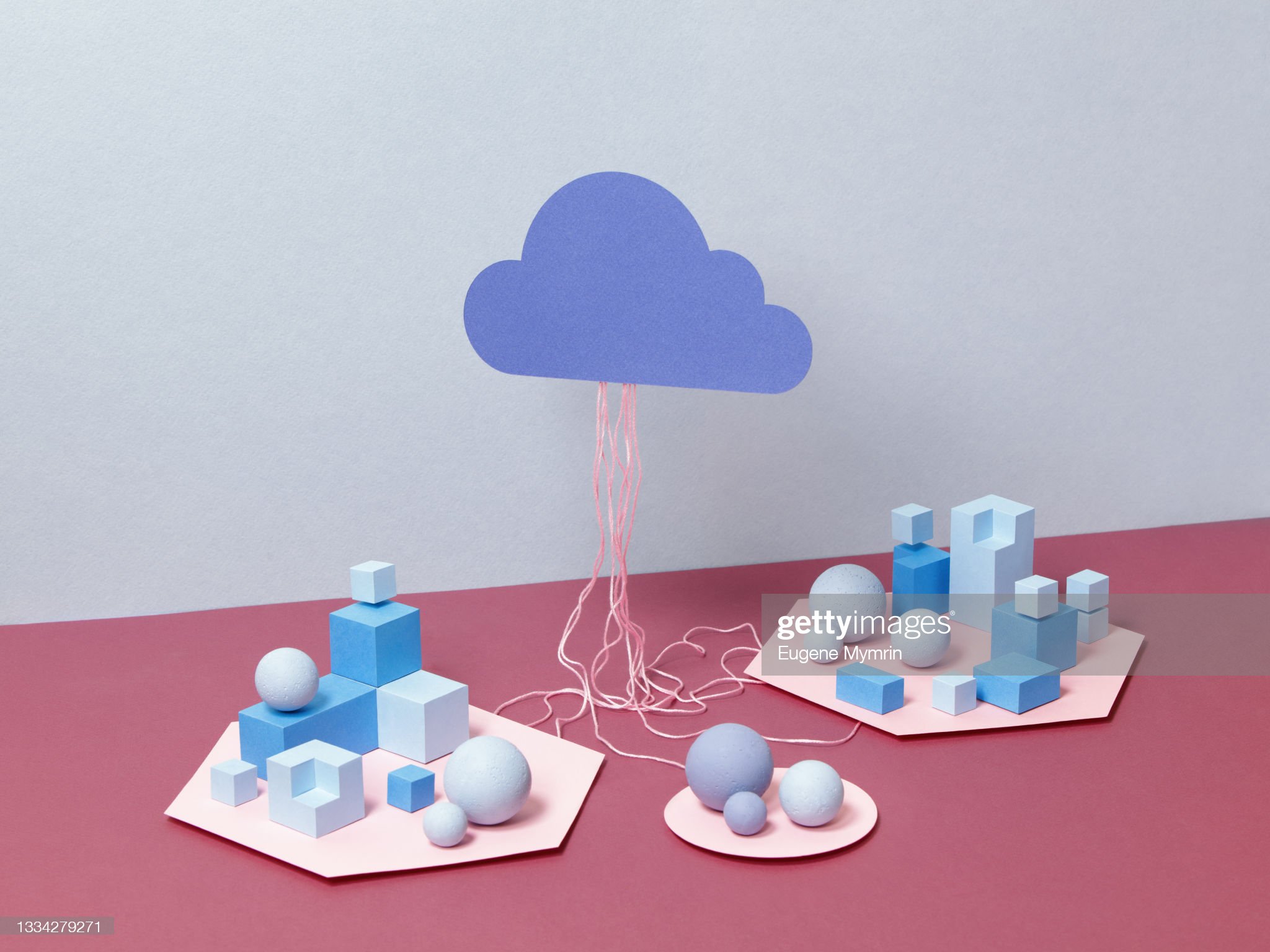 Paper craft illustration of cloud computing concept.